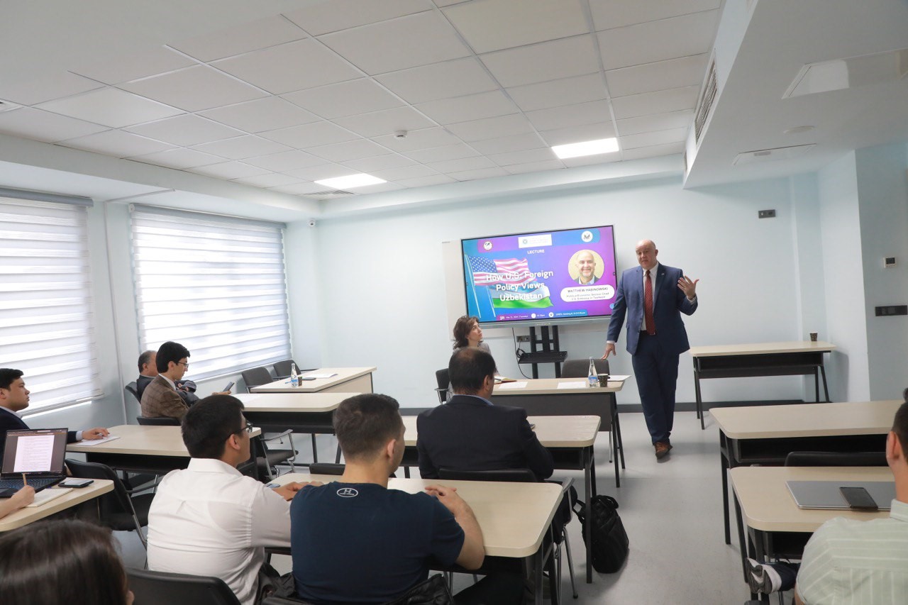 UWED hosted a public lecture featuring Matthew Habinowski, the Political-Economic Section Chief at the US Embassy in Tashkent